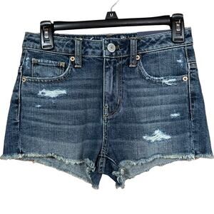 CLEARANCE American Eagle Outfitters Super High-Waisted Shortie Distressed Denim